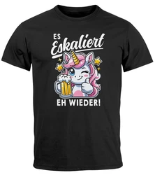 MoonWorks Print Shirt Herren T-Shirt Fasching Karneval Party Es eskaliert eh Spruch  