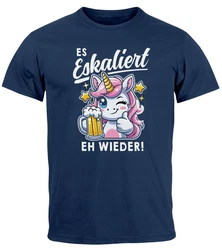 MoonWorks Print Shirt Herren T-Shirt Fasching Karneval Party Es eskaliert eh Spruch  