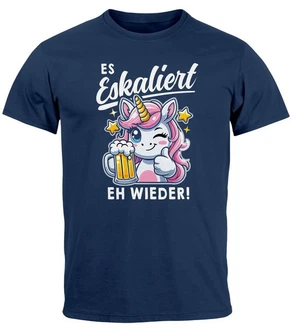 MoonWorks Print Shirt Herren T-Shirt Fasching Karneval Party Es eskaliert eh Spruch 