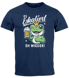 MoonWorks Print Shirt Herren T-Shirt Fasching Karneval Party Es eskaliert eh Spruch  