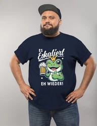 MoonWorks Print Shirt Herren T-Shirt Fasching Karneval Party Es eskaliert eh Spruch  