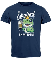 MoonWorks Print Shirt Herren T-Shirt Fasching Karneval Party Es eskaliert eh Spruch  