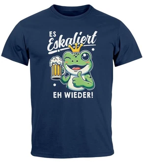 MoonWorks Print Shirt Herren T-Shirt Fasching Karneval Party Es eskaliert eh Spruch  