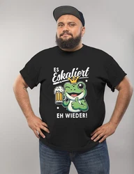 MoonWorks Print Shirt Herren T-Shirt Fasching Karneval Party Es eskaliert eh Spruch  