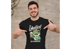 MoonWorks Print Shirt Herren T-Shirt Fasching Karneval Party Es eskaliert eh Spruch  