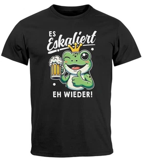 MoonWorks Print Shirt Herren T-Shirt Fasching Karneval Party Es eskaliert eh Spruch  