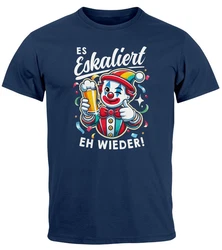 MoonWorks Print Shirt Herren T-Shirt Fasching Karneval Party Es eskaliert eh Spruch  