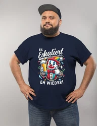 MoonWorks Print Shirt Herren T-Shirt Fasching Karneval Party Es eskaliert eh Spruch  