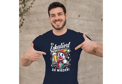 MoonWorks Print Shirt Herren T-Shirt Fasching Karneval Party Es eskaliert eh Spruch  