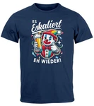 MoonWorks Print Shirt Herren T-Shirt Fasching Karneval Party Es eskaliert eh Spruch  