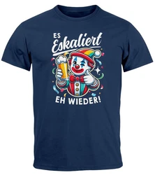 MoonWorks Print Shirt Herren T-Shirt Fasching Karneval Party Es eskaliert eh Spruch  