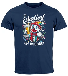 Print-Shirt Herren T-Shirt Fasching Karneval Party Es eskaliert eh Spruch Lustig mit Print