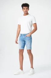 Miracle of Denim Jeansbermudas Thomas Shorts Creme/Hellblau/Weiß