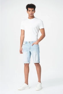 Miracle of Denim Jeansbermudas Trevol Shorts Hellblau/Weiß/Creme