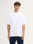 TOM TAILOR Denim Oversize T-Shirt mit Rücken-Print Weiß/Creme
