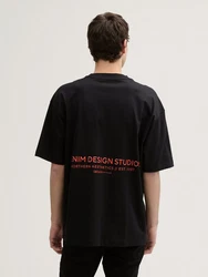 TOM TAILOR Denim Oversize T-Shirt mit Rücken-Print Schwarz