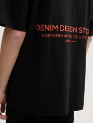 TOM TAILOR Denim Oversize T-Shirt mit Rücken-Print Schwarz