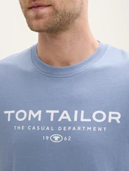 TOM TAILOR T-Shirt aus Baumwolle mit Logo-Print Hellblau/Blau