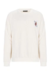 RedBridge Sweatshirt mit Spielkarten Print Weiß/Creme/Beige/Rosa/Rot