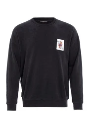 Sweatshirt mit Spielkarten Print Lssiger Pullover fr Freizeit und Streetwear