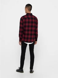 ONLY & SONS Langarmhemd Freizeit Karohemd Holzfäller (4628) rostrot/schwarz