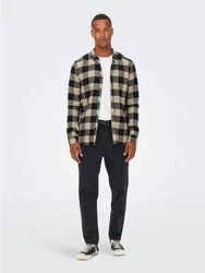 ONLY & SONS Langarmhemd Freizeit Karohemd Holzfäller (4628) Dunkelblau (4628)