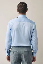 Next Langarmhemd Signature Slim Fit Hellblau/Blau