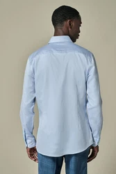 Next Langarmhemd Signature Slim Fit Hellblau/Blau