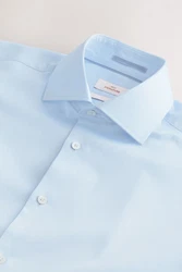 Next Langarmhemd Signature Slim Fit Hellblau/Blau