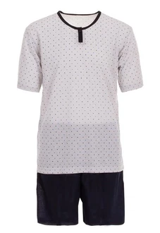 Lucky Schlafanzug Pyjama Set Shorty Grau/Lila/Dunkelblau