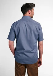Eterna Kurzarmhemd MODERN FIT EASY IRON Grau/Dunkelblau/Blau