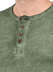 !Solid Herren Longsleeve Langarmshirt Grandad-Ausschnitt SDTimur Dunkelgrün/Grün