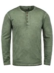 !Solid Herren Longsleeve Langarmshirt Grandad-Ausschnitt SDTimur Dunkelgrün/Grün