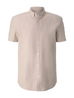 TOM TAILOR Jeanshemd Khaki/Beige/Braun/Weiß