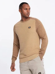 Strickpullover Herrenpullover aus Baumwolle mit Aufnher und Raglanrmeln