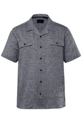JP1880 Leinenmix Hemd Halbarm Grau/Hellblau/Hellgrau/Rot/Dunkelrot