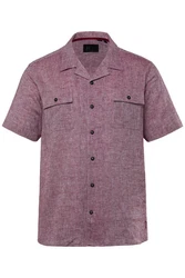 JP1880 Leinenmix Hemd Halbarm Dunkelrot