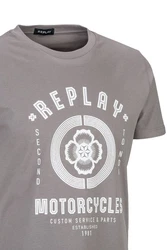 Replay T-Shirt BASIC JERSEY Grau/Braun/Türkis