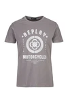 Replay T-Shirt BASIC JERSEY Grau/Braun/Türkis