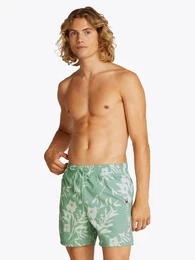 Badeshorts MEDIUM DRAWSTRING PRINT mit tropischem Muster, mit Logostickerei