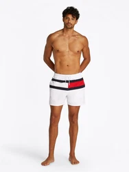 Tommy Hilfiger Swimwear Badeshorts Medium Drawstring Schwarz/Weiß/Dunkelrot/Creme/Hellblau