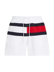 Tommy Hilfiger Swimwear Badeshorts Medium Drawstring Schwarz/Weiß/Dunkelrot/Creme/Hellblau