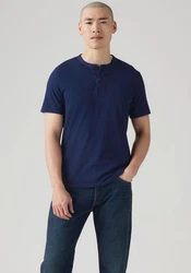 Levi's Henleyshirt mit Logo Stickerei Dunkelblau/Blau