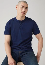 Levi's Henleyshirt mit Logo Stickerei Dunkelblau/Blau