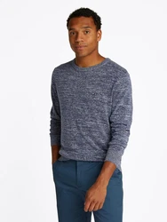 Tommy Hilfiger Rundhalspullover COTTON LINEN CREW NECK Dunkelblau/Grau/Blau