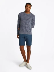 Tommy Hilfiger Rundhalspullover COTTON LINEN CREW NECK Dunkelblau/Grau/Blau