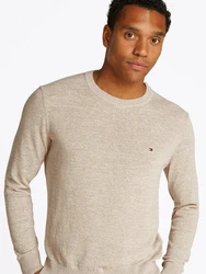 Tommy Hilfiger Rundhalspullover COTTON LINEN CREW NECK Khaki/Beige/Braun
