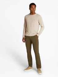 Tommy Hilfiger Rundhalspullover COTTON LINEN CREW NECK Khaki/Beige/Braun