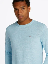 Tommy Hilfiger Rundhalspullover COTTON LINEN CREW NECK Hellblau/Blau