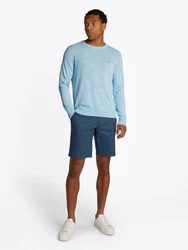 Tommy Hilfiger Rundhalspullover COTTON LINEN CREW NECK Hellblau/Blau